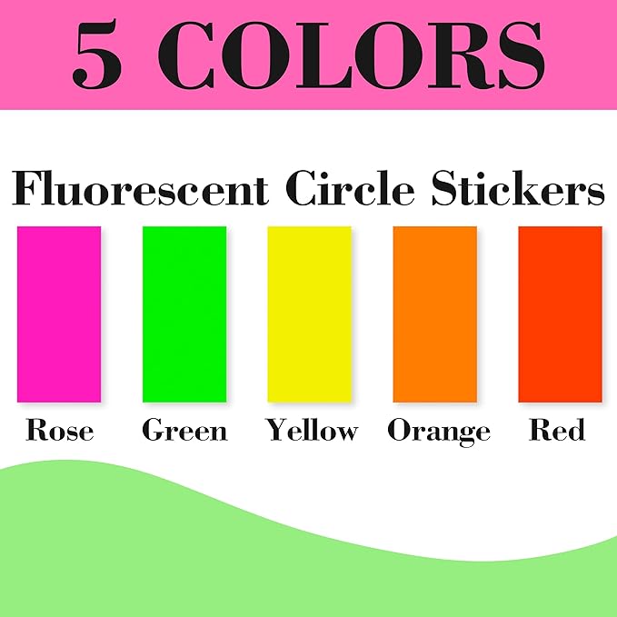 YSHIHE 1" x 2-5/8" Fluorescent Address Labels 5 Colors Neon Stickers for Inkjet or Laser Printer Moving Lables for Shipping Envelopes Envelopes and Organization - 20 Sheets 600 PCS