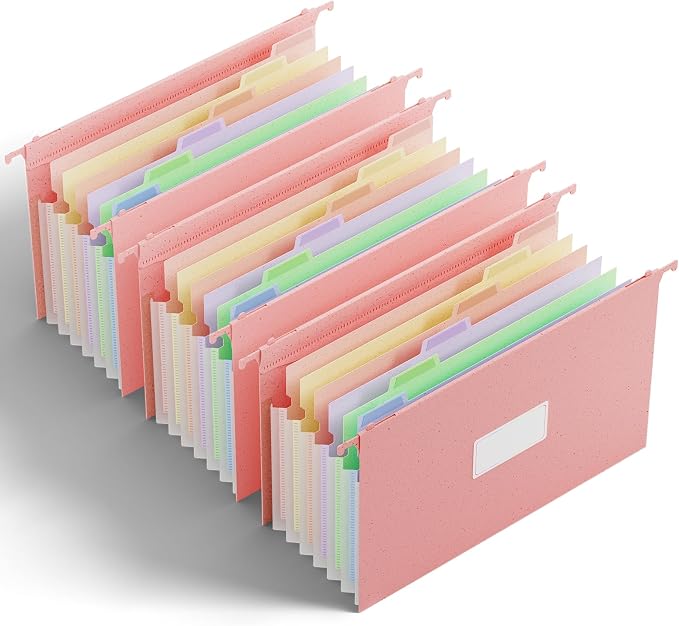 Ansook Hanging File Folders Legal Size, 7-Pocket Accordion Organizer with 1.2" Expansion, Hanging Folders for Filing Cabinet, Expandable File Folder Organizer Designed for Bulky Files, Medical Chart