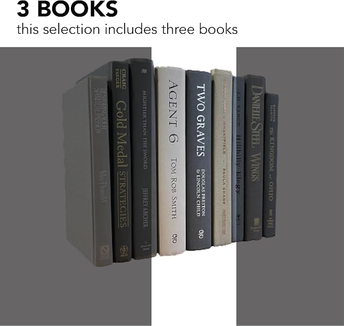 Decorative Accent for Home Decor – Real Books by Color® Interior Styling Piece for Bookshelf, Coffee Table, Design Display (Set of 3, Gray)