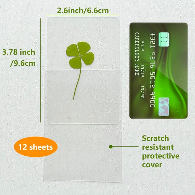 12 Sheets Four Leaf Clover Bookmarks - St. Patrick's Day Bulk Gifts, Good Luck Charms for Wallet, Books, or Coworkers, 4 Leaf Clover Lucky Cards for Gifting