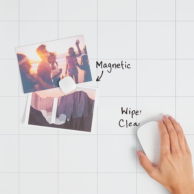 U Brands Square Magnetic Dry Erase Calendar White Board, 14" x 14", Frameless, Includes Marker and Magnet