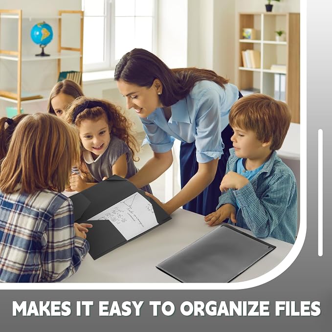 Henoyso 36 Pack Black Plastic Folders with Clear Front Pockets Heavy Duty File Folders with 2 Pockets and Card Slot for Student Communication School Office Presentation Report