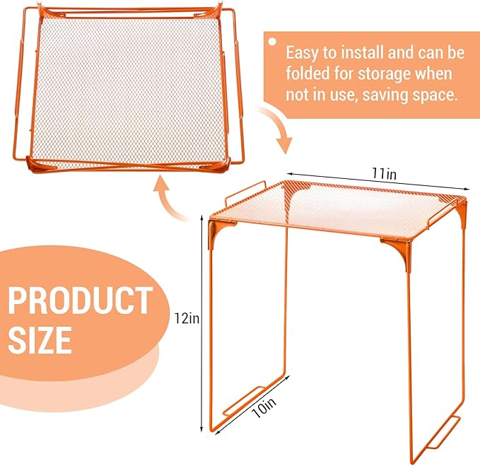 Colarr Orange Locker Organizer Shelf Locker Accessories for Girls Stackable Storage Organization Shelf Area Saver Fits Standard Size for School Office Kitchen and Home