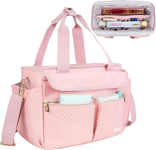 Bible Bag for Women with Shoulder Strap,Bible Carrying Case,Church Bag with Multiple Pockets for Bible Study Accessories