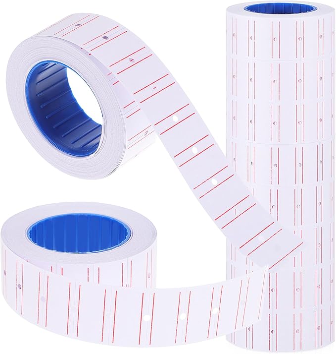 VILLCASE 10 Rolls Pricing Labels, Self-Adhesive Price Stickers, 550 Labels Per Roll, White Paper Tags for Price Marker Labeler, Retail Stores, Small Businesses
