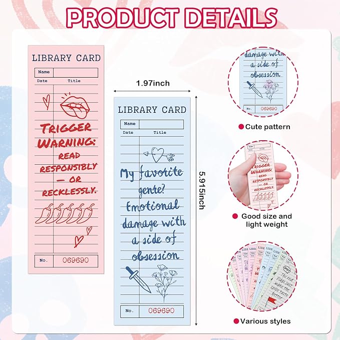 120 Pcs Spicy Romance Paper Bookmarks, Funny Smut Library Card Paper Bookmark Bulk for Women Man, Retro Library Page Marks for Adults Reading Lovers Bookish Accessories Gifts