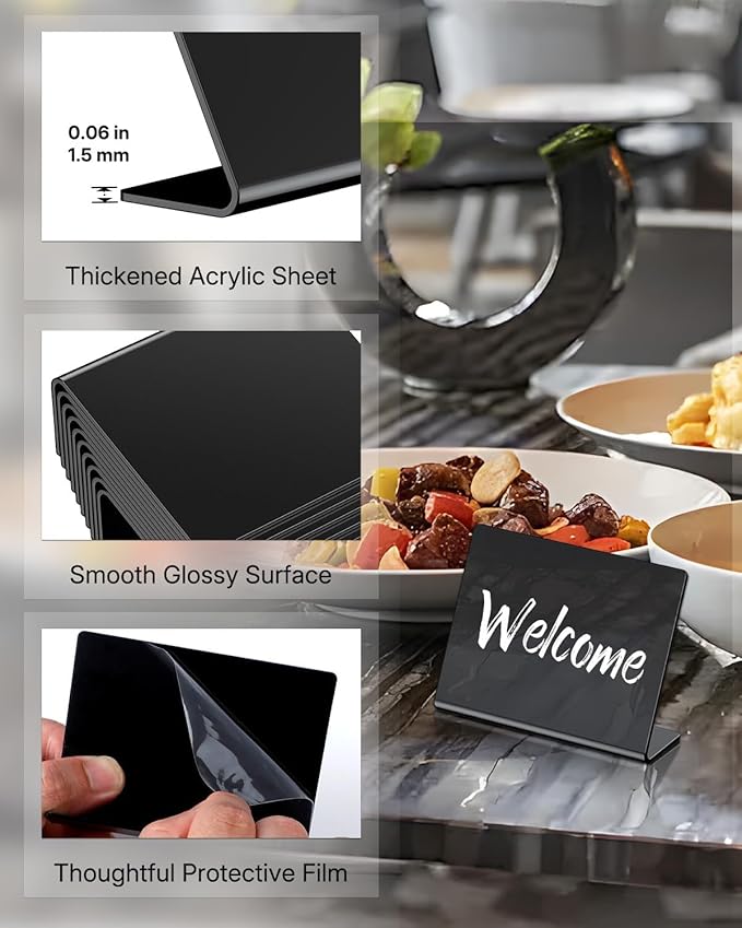 Uniclife 20 Pack Mini Acrylic Chalkboard Signs for Food, Small Chalkboard Signs with Chalk Markers, Reusable Glossy Food Signs Food Labels for Party Buffet Wedding, Blackboard Place Cards Table Signs
