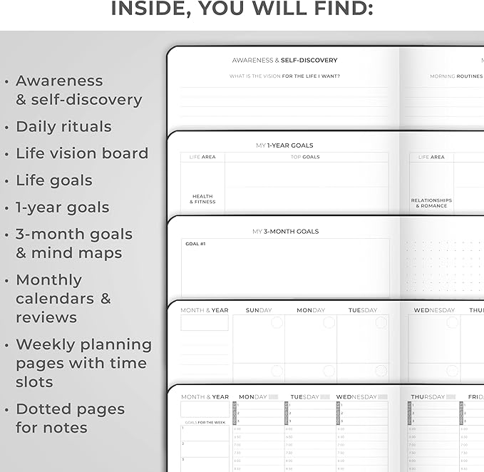 Clever Fox Planner Schedule – Undated Weekly & Monthly Life Planner with Time Slots, Appointment Book & Daily Organizer, A5 (Black)
