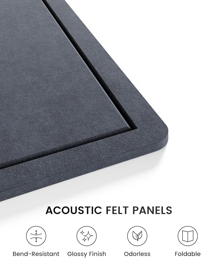 Fluxynara Bulletin Board,35.4" x 23.6" Cork Board Alternative with 12 Safe Removable Adhesive Tabs, Foldable Felt Pin Board for Home Office, Classroom, Bedroom,Entryway for Walls— Navy Blue