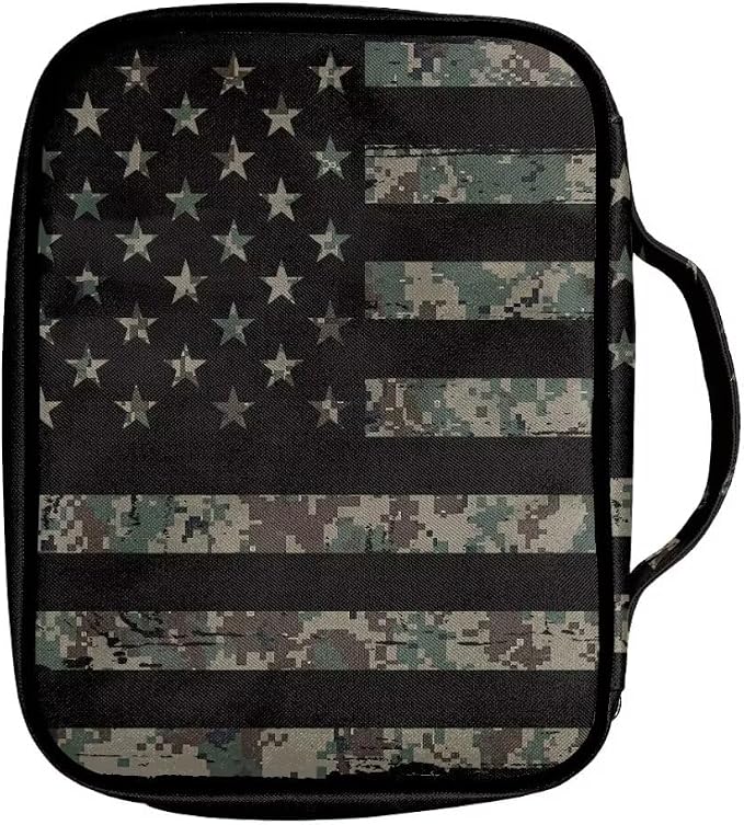 Catinaar American Flag Camo Bible Bag for Boys, Men & Kids - Bible Carrying Case Holder for Girls & Women