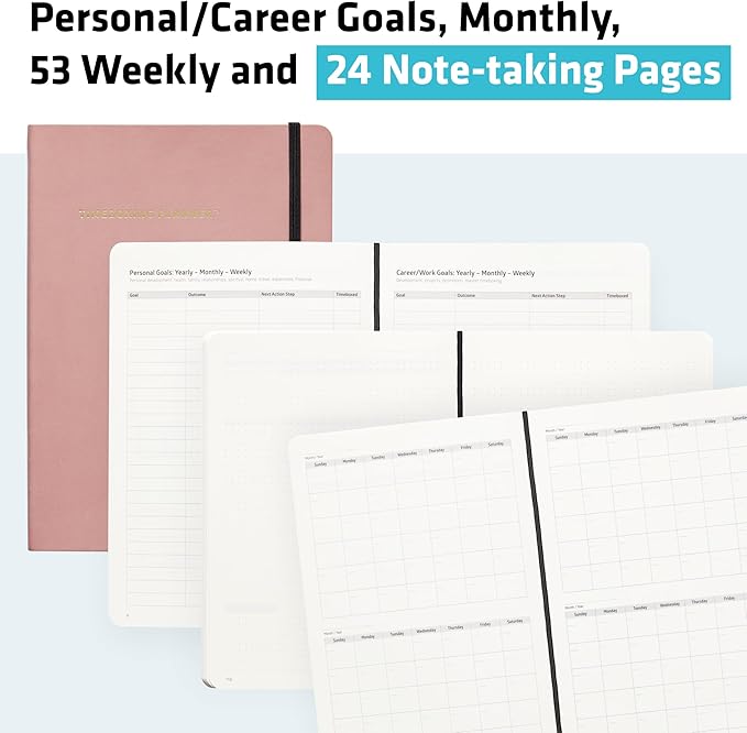 TIMEBOXING PLANNER - Structure to Turn To-Do into DONE | 52-Week Undated Organizer for Students & Busy People | 7×9 Flexible Cover - Pink