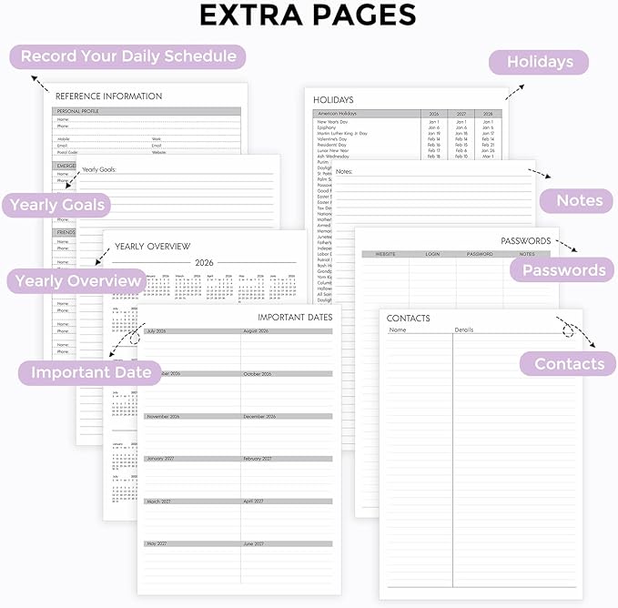 SKYDUE Appointment Book 2026-2027, Academic Hourly Planner from July 2026 - June 2027, 8.5" x 11" Weekly & Monthly Schedule Planner with 15-Minute Interval- Perfect for Daily Planning Purple