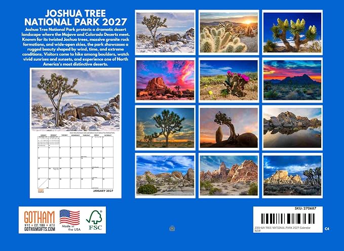 Joshua Tree National Park Calendar 2027 Monthly Wall Calender 12 Month