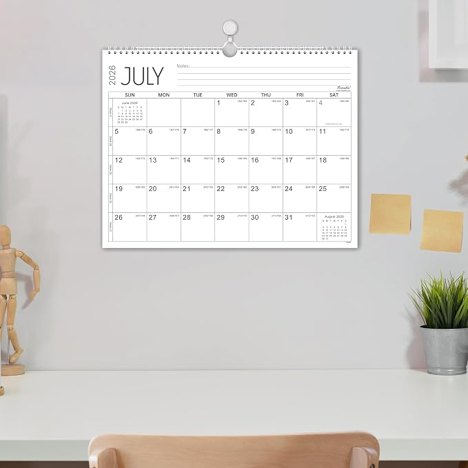Calendar 2026-2027 - 18 Months Wall Calendar 2026-2027, July 2026 - December 2027, 14.8'' x 11.5'', Large Blocks with Julian Dates, Premium Paper