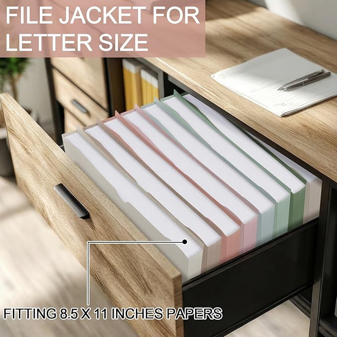 gisgfim 16 Pack Plastic File Jackets Letter Size, 1 inch Expanding File Pockets Reinforced Heavy Duty File Folder Jackets for Office, School Document Organizer (Morandi)