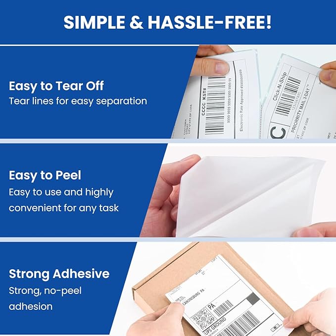 BEEKAY 2 Stack of 500 Label, 4x6 Thermal Direct Shipping White Fanfold Label Stack for Mailing Perforated,Strong Adhesive, Commercial Grade Compatible with Printer Like Rollo, MUNBYN, Zebra, Polono