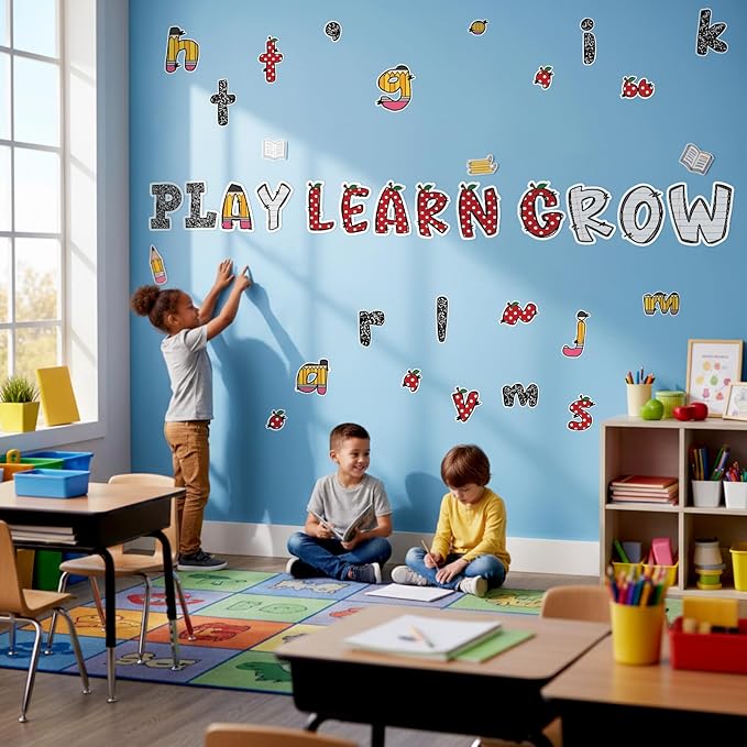 Gueevin 219 Pcs Bulletin Board Letters Set 4" Composition Book Letters for Bulletin Board Alphabet Cutout Classroom Decor with Uppercase, Lowercase Letter, 0-9 Numbers and Punctuation for Home School
