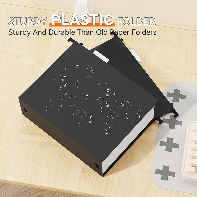 Plastic Hanging File Folder Extra Capacity,3" Expansion Large Hanging File Organizer,12 Pack Reinforced Hang Folders with Tabs,12 Pack Colored Letter Folders for Filing Cabinet/File Box/Frame