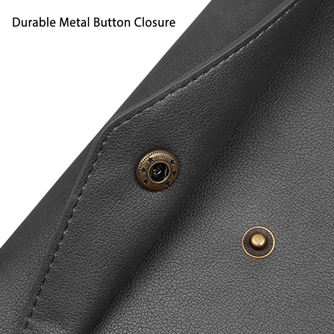 VANRA 1 Piece PU Leather File Folders A4 Document Holder File Envelope Waterproof Portfolio Filing File Organizer for Letter Size with Snap Button Closure, Black