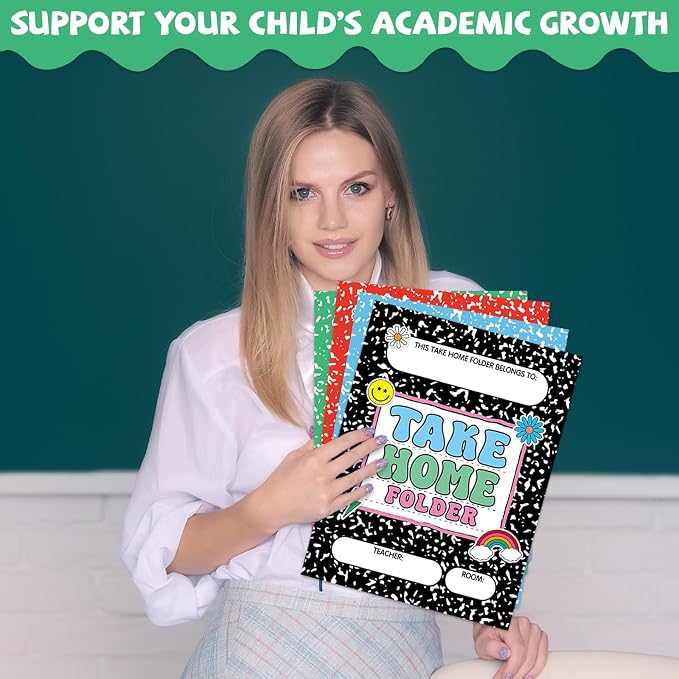 24PCS Homework 2 Pocket Folders Bulk for Students Take Home Folders A4 Letter Size Composition Notebook Classwork Homework Organizer for Home Office Teachers Educational Supply 9.45 x 12.2 Inch