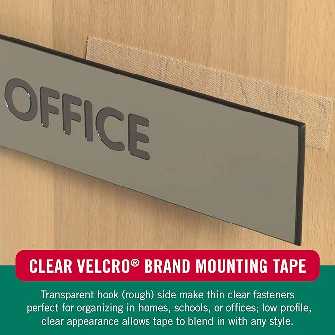 VELCRO Brand - Thin Clear Fasteners | Perfect for Home or Office | 18in x 3/4in Tape