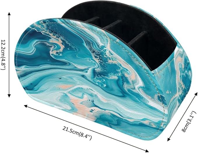 Office Desk Organizers with 5 Compartments, Marble Print Remote Control Holder - Desktop/TV Cabinet/Vanity Caddy,Storage for Jewelry/Eyeglasses/Cosmetic Brushs/Pens