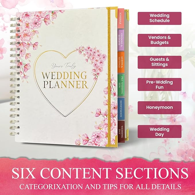 3 Pieces Wedding Planner Wedding Planner Book with Rose Gold Pen and Stickers 9.5 x 11.5 Wedding Book Wedding Gifts Wedding Planning Book and Organizer Bride Book