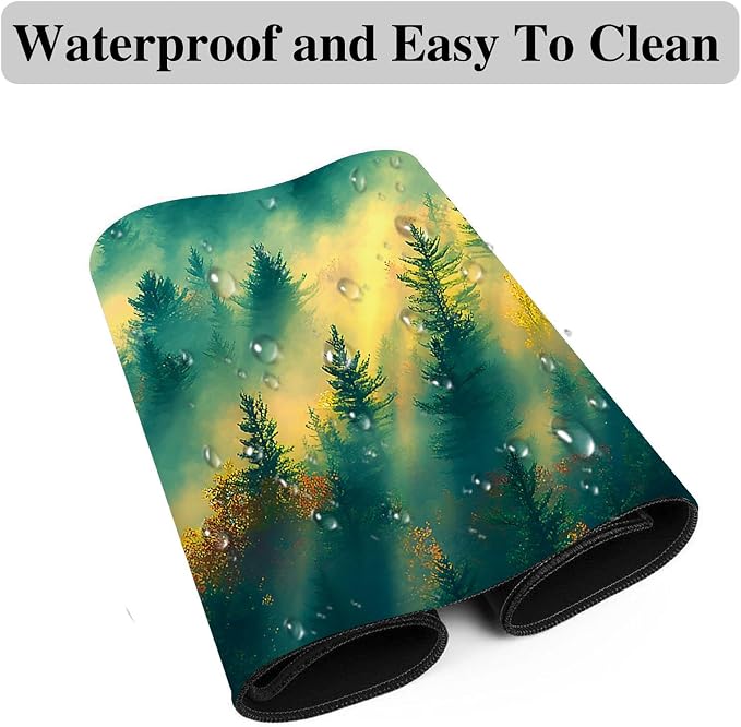 Mouse Pad Gaming Mousepad 31.5x11.8 Inch XXL Large + Coasters,Desk Mat with Stitched Edges, Non-Slip Rubber Base, Thick Mouse Pad for Computer, Laptop, Office & Home - Sunshine Deep Forest