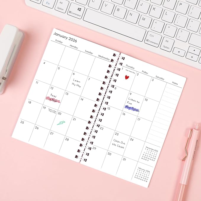 Pocket Calendar 2025-2027, Beach Small Calendar 2026-3.7" x 6.7" for Purse, Runs from July 2025 Until December 2027, Monthly Planner 2026 with Coil Organizing & Planning