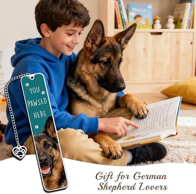 German Shepherd Gifts for Women Men, Gift for German Shepherd Lovers Owners, Dog Dad Gifts for Men, Bookmark Gift for Dog Lovers Kids Adults, Reading Accessories for Book Lover Bookworm Bookish Nerd