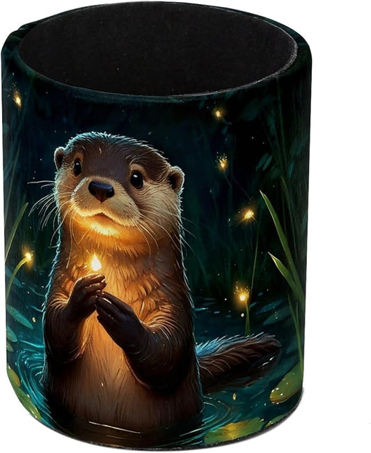 Cute Otter Pen Holder Pencil Organizer Cute Pencil Cup Desk Decor Makeup Brush Holder PU Multifunctional Office Supplies for Home Classroom School