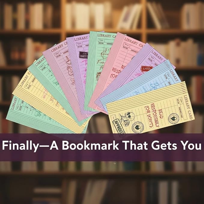 Library Card Bookmark 100PCS Bulk Bookmarks – Funny Reading Bookmarks for Romance Readers, Vintage Retro Book Club Bookmarks, Aesthetic Paper Bookmarks for Book Lovers, Cardstock Bookmark Set