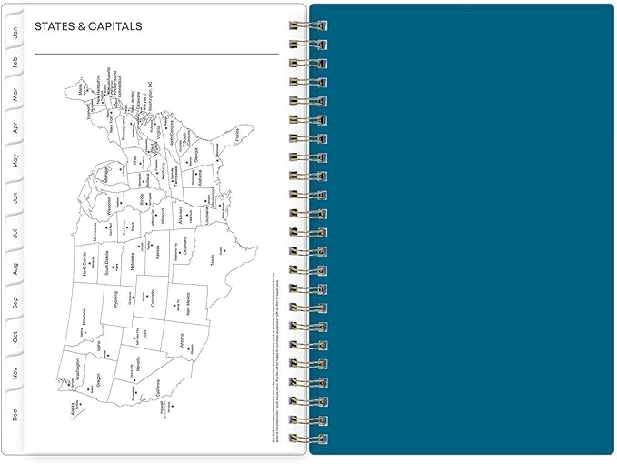 Blue Sky 2027 Weekly and Monthly Planner Calendar, January 2027 - December 2027, 5" x 8", Flexible Frosted Cover, Laminated Tabs, Durable Twin Wire Binding, Bakah Blue