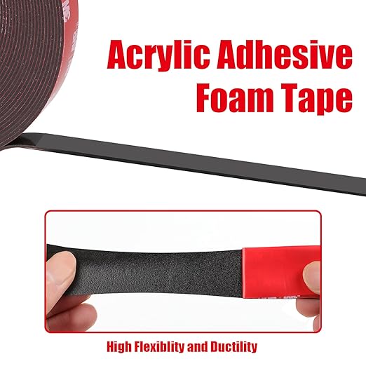 Double Sided Tape Heavy Duty, Waterproof Mounting Foam Tape, 36.5ft Length, 0.4in Width, High Temperature Resistant Adhesive Tape for Car, LED Strip Light, Office Decor, Uses VHB 5952 Raw Material