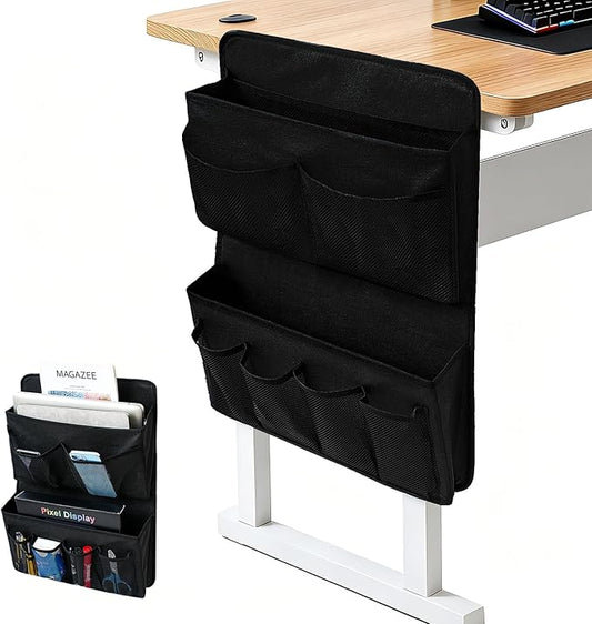 Desk Side Storage, Sesktop Storage Pouch, Drill-free Laptop Holder, Clip-on Multifunctional Laptop Stand with Pen Holder, Hanging Desktop Storage Rack for Home Offices