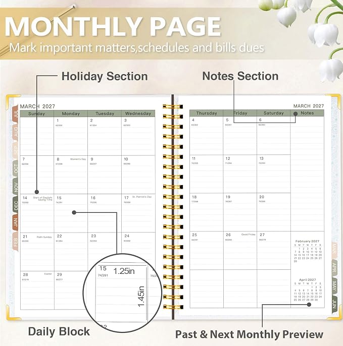 GuassLee 2026-2027 Academic Planner, Weekly and Monthly Planner from July 2026-June 2027, 8.4"x 6.1" Aesthetic Daily Agenda Book with Pocket, Stickers, Coated Tabs for School Office Supplies, A5 Size