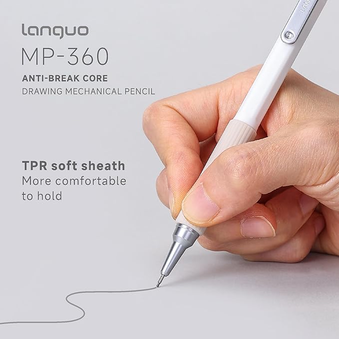 languo 0.9mm Mechanical Pencil Set with Case, 4PCS Drafting Mechanical Pencils Kit – 4 Tubes HB Lead Refills, 3 Erasers, Ideal Pencil Set for Writing & Drawing