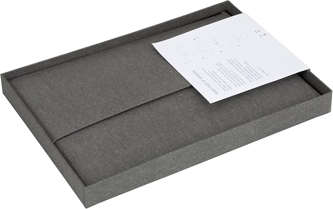 Bigso Karin KD Collapsible Storage Box with Labelframe for Easy Identification - Simple Assembly without Tools - Decorative Storage Boxes with Lids - 8.9in x 12.4in x 5.4in - Light Gray
