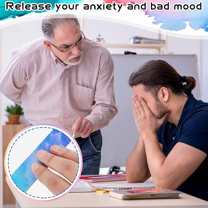 Gersoniel 36 Pcs Anxiety Sensory Stickers Strips Adhesive Textured Mental Health Calm Stickers Mindfulness Fidget Decals Stress Anxiety Relief Items for Therapy Office Desk(Watercolor Style)
