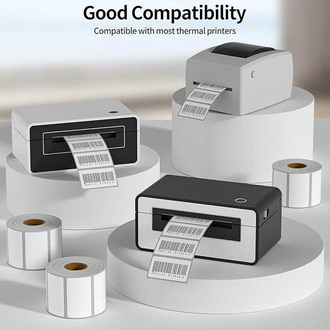 Direct Thermal Label 2x1, Thermal Labels for Barcodes, Return Address, File Folders - Barcode Stickers Compatible with Rollo, Munbyn, Zebra, Godex - 1Roll, 1000 Lable, White Sticker Labels