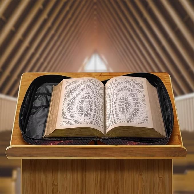 Coldinair Fire Soccer Large Bible Cover with Handle and Bookmark Bible Carrying Book Case for Kids Teen Nylon Church Bag Bible Protective for Men,Flame Water Standard Large Size Bible Covers