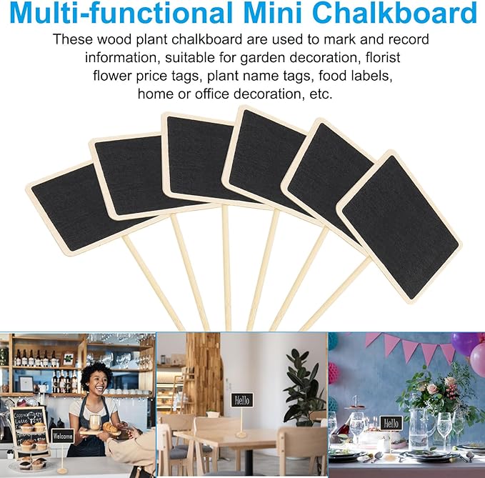 PATIKIL Mini Chalkboard Signs, 6Pcs Small Chalkboard with Easel Stand Wooden Rectangle for Food Labels Party Weddings Message Board Signs Event Decorations, Black (6.7"x3.1")