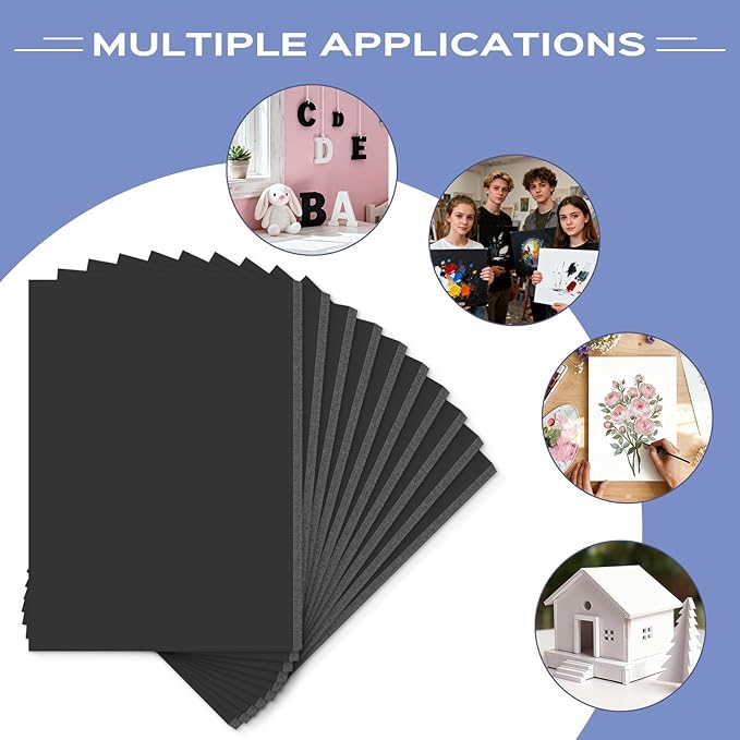 Golden State Art 25 Pack 8x10 Foam Boards 3/16Inch Thickness Black Foam Poster Boards for Presentation Signage Sheet for School Crafts Office Art Projects