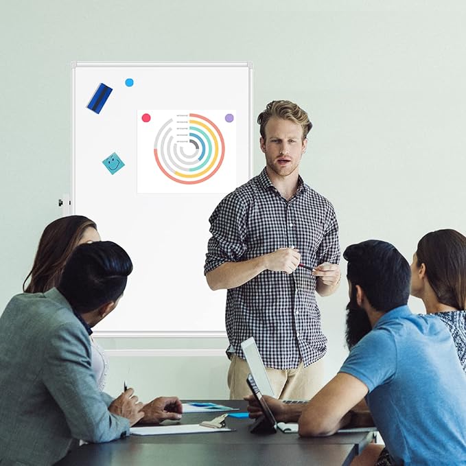 White Board Dry Erase Board with Stand 36" X 24", Mobile Whiteboard with Stands, Double-Sided & Height Adjustable Rolling Magnetic Whiteboard On Wheels, Portable Stand Up White Board