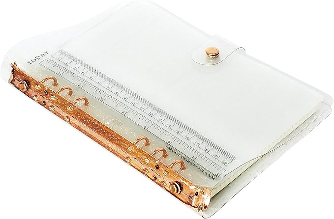 A6 A5 6-Holes Colorful PVC Cover Personal Organizer with Snap Button Closure File Folder for Loose Leaf Sheet Notebook (Rose Gold, A5 Combo)
