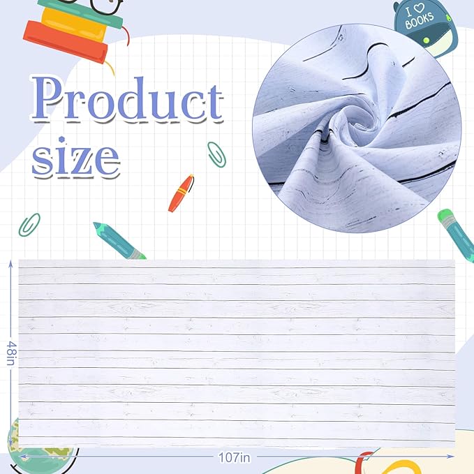 Mindsoft Bulletin Board Paper 48'' x 107'' Class Boards for Classroom Bulletin Boards Everyone is Welcome Classroom Board Decor Pillows Curtains Crafts(White Wood,1 Pc)