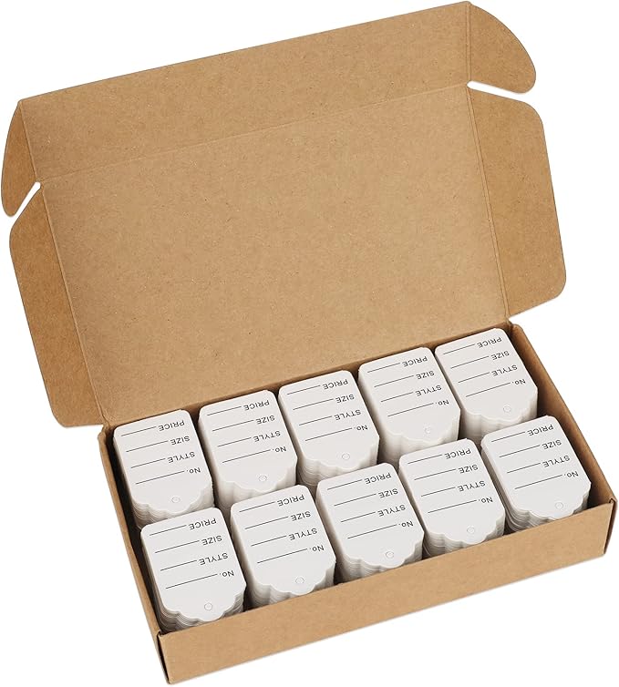 jijAcraft 1000Pcs Price Tags, White Clothing Tag for Retail, Small Kraft Paper Tag for Labeling Price, Size, Number, Writable Price Tags for Business Supplies Selling Jewlry, Clothes (2" X 1.3")