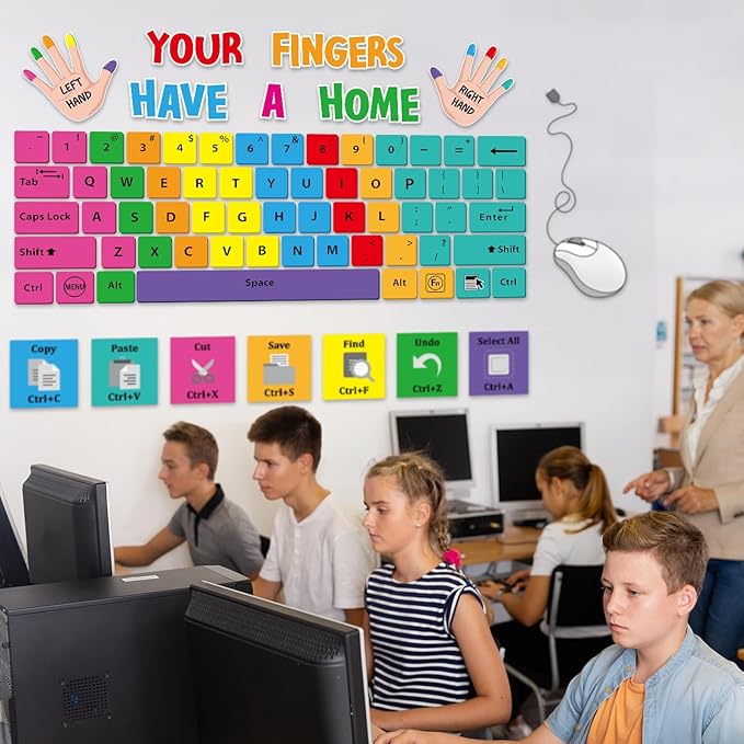 Computer Keyboard Bulletin Board Set Keyboard Shortcuts Bulletin Board Computer Lab Classroom Decorations Your Fingers Have A Home Paper Cutouts for Back to School Classroom Chalkboard Wall Door Decor