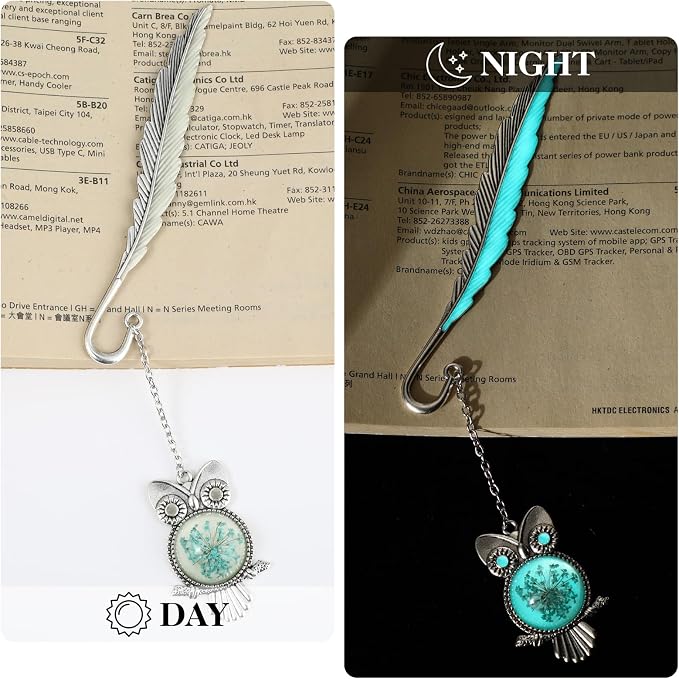 Jeffdad Fantasy Luminous Bookmark Gifts for Women Girls, Cool Glow in The Dark Butterfly & Owl Bookmarks (Silver)