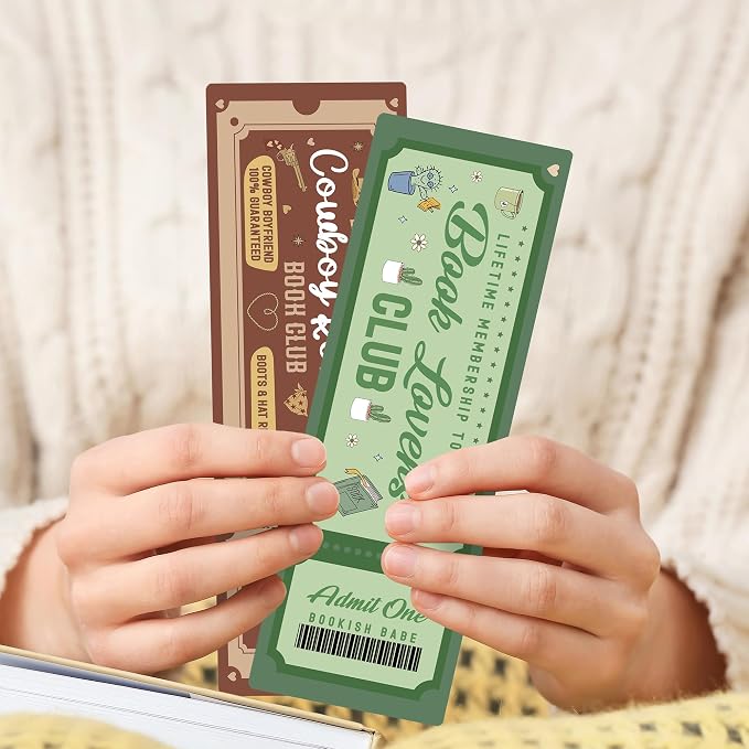 Personalized Bookmark Bulk Gifts - 100 Pcs Funny Book Club Ticket Paper Bookmarks for Women Men Books Lovers Fantasy Dark Romance Page Markers Accessories Bookish Gift for Birthday Christmas